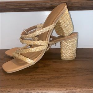 Women’s universal threads square toe woven heels